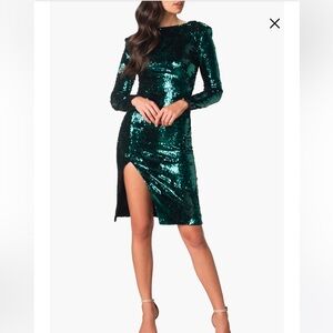NWT! Dress the Population Natalie Sequin Long Sleeve Dress